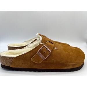 Birkenstock Boston Shearling Mink Suede Leather Men's Size 10 New